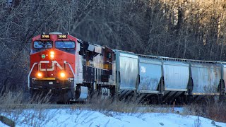 VERY RARE! CN ET44AC leader! CN 3160 leads CP Grain train Eastbound near Sunalta on the Laggan sub.