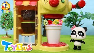 Panda Makes Colorful Drinks | Play Doh for Kids | Cooking Pretend Play | Toy Kitchen | ToyBus