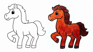 Horse drawing || Horse drawing kids || How to draw horse step by step || Animal drawing