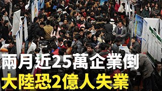 (字幕) 中共病毒（武漢肺炎）疫情重挫中國經濟，中國企業倒閉潮愈演愈烈。據統計，今年前兩個月，有近25萬家企業倒閉。在疫情和經濟下行的衝擊下，大陸約有2億人....| #香港大紀元新唐人聯合新聞頻道