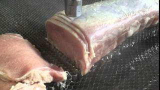 How to cut a piece of raw meat with a high pressure Waterjet cutting machine