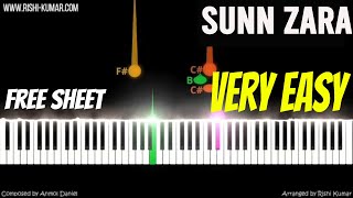 Sunn Zara Piano Tutorial Easy | Karaoke Instrumental  | Cover | Shivin Narang, Tejasswi Prakash