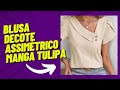 ✅️DIY Como fazer Blusa Decote Assimétrico e Manga Tulipa_Costura fácil passo a passo Gisleide Novelo