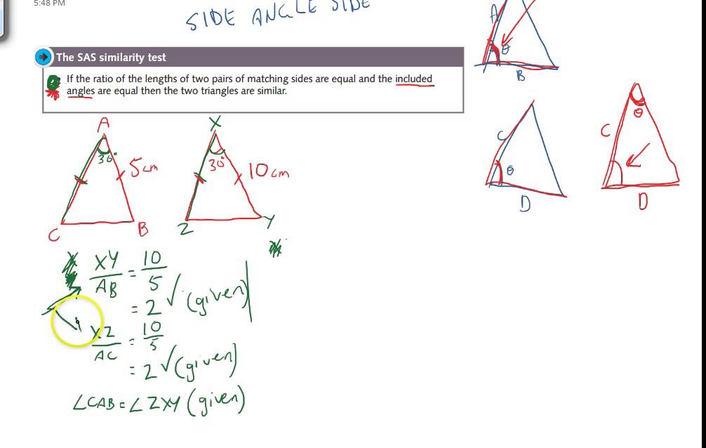 Similar Triangles The SAS Test Of Similarity - YouTube