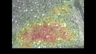 Crowd turbulence in an overcrowded area - colors represent the crowd pressure