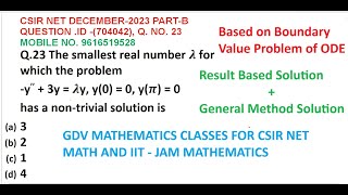 CSIR NET DECEMBER 2023 ODE QUESTION SOLUTION| QUESTION ID 704042| BASED ON BOUNDARY VALUE PROBLEM|