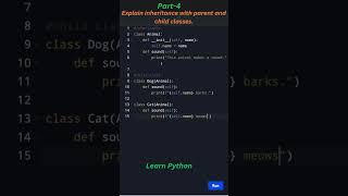 Master Inheritance in Python: Parent and Child Classes Made Easy! 🐾 #coding #python #interview