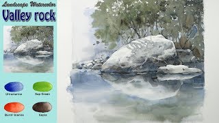 Basic landscape watercolor - Valley rocks (wet-in-wet. Arches rough)NAMIL ART