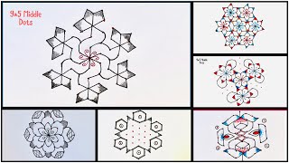 Karthika Masam Special 7 Days 7 Muggulu Designs 🌺7 Days 9*5 Dots 7 Kolam Designs 🌺Friday Rangoli