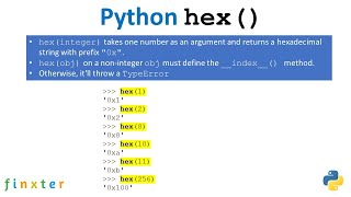 Python hex() Function -- Not a Magic Trick