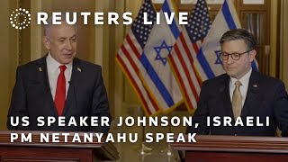 LIVE: US speaker Mike Johnson, Israeli PM Benjamin Netanyahu address the media