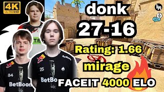 😮Avg 4000ELO Matchup! donk (27-16) w/kyousuke/zweih (mirage) | Feb 21, 2025 | CS2 POV/DEMO