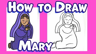 How to Draw Mary from Bible Nativity Step by Step