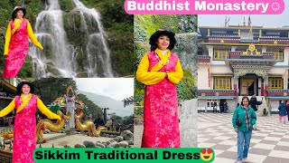 Bakthang Waterfall,Tashi View Point And Buddhist Monastery At Gangtok😍|Sikkim Traditional Dress☺️