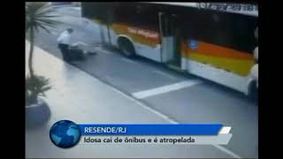 Idosa se desequilibra ao descer de ônibus, cai e é atropelada pelo coletivo em Resende