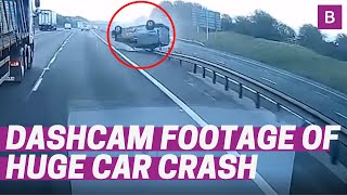 Dashcam footage captures HUGE car crash on M40