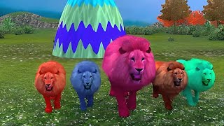 Long Slide Game With Cow Elephant Gorilla Hippopotamus Tiger - 3d Animal Game - Funny 3d Animals