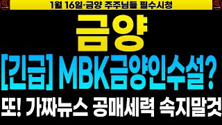 [금양 금양주가 금양주가전망] 🔴긴급속보 MBK 금양인수해 제2의 고려아연 폭등시킨다?! 가짜뉴스가 판을칩니다 속지마세요