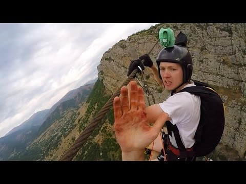 Insane Zipline Base Jump