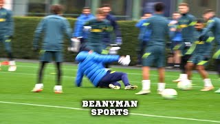 Antonio Conte puts in two-footed tackles in Tottenham training 😂
