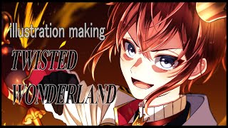 【ツイステ】リドル・ローズハート君を描いてみた【デジタル】／ digital illustration making Riddle Rosehearts【 TWISTED-WONDERLAND】