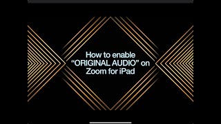 How to enable ORIGINAL AUDIO for Zoom on an iPad.