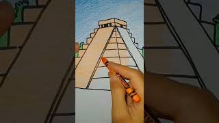 How to draw Chichen Itza Mayan Pyramids|Crayon