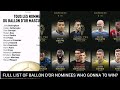 Full List Ballon D'or Nominees,Who gonna to win? Messi & Cristiano Out ,Yamal 17 years in 🤔