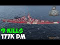 World of WarShips | Alsace | 9 KILLS | 177K Damage - Replay Gameplay 1080p 60 fps