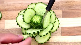 Cucumber Show | Vegetable Carving Garnish | Cucumber Rose | Cucumber Swans