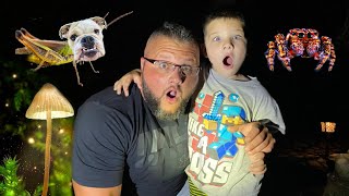 NIGHTTIME BUG HUNT with CALEB & DADDY! CATCHING BUGS FOR KIDS!