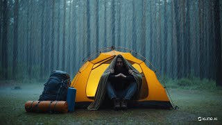 SOLO CAMPING HEAVY RAIN - BUILD SHELTER IN LONG HEAVY RAIN - ASMR 464