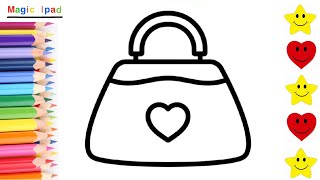 Como dibujar un BOLSO CORAZON | dibujos para niños 💓⭐ How to draw a HEART BAG | drawings for kids