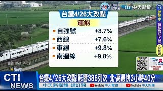 【每日必看】台鐵4/26大改點! 影響386列次 北-高最快3小時40分 20230304 @中天新聞CtiNews