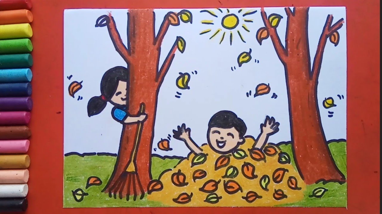 Easy And Simple Autumn Season Drawing - YouTube