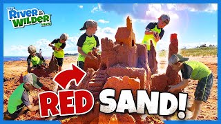 Making RED SAND CASTLES with a PRO BUILDER!