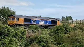 GBRf Class 66731 'Captain Tom Moore' Passing over HS1 Near Ebbsfleet International, 29/8/2022