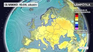 Kuukausiennuste lämpötiloista 28.3.2017: Sää on vaihtelevaa