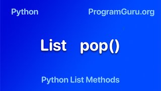 Python List pop() Method - Syntax & Examples - Remove and return the item at specific index in list