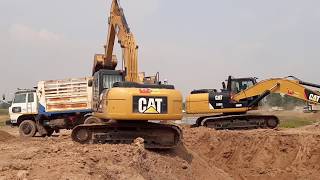 จัดหนัก จัดเต็ม สามเสือ MTS CAT320D2 GC ถล่มอ่างเก็บน้ำบุรีรัมย์ ดั้มแรง excavator and truck EP.6696