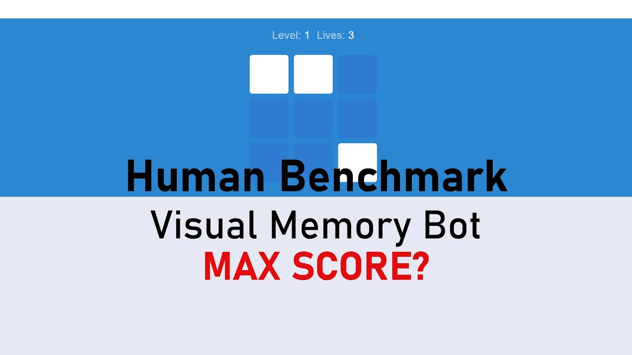 Max Score Visual Memory Bot World Record Human Benchmark Youtube