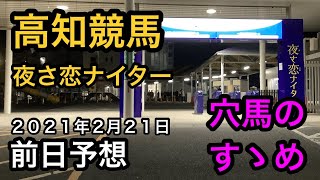 【前日予想】高知競馬（2021年2月21日）【穴馬のすゝめ】