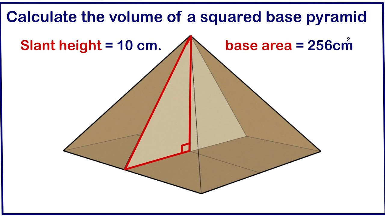 Volume Of A Pyramid Given The Slant Height And Base Area. - YouTube