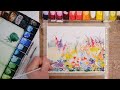 watercolour landscape painting for beginners spring flower field