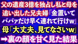 【スカッとする話】父の遺産3億を独占した兄夫婦が私と母を追い出した。兄嫁「金は置いてババァだけ連れて行け」私「そんな   」母「大丈夫、見てなさい」→母の裏の顔を甘く見た結果