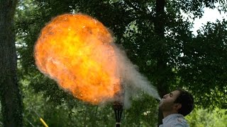 Fire Breathing in Slow Motion - The Slow Mo Guys