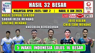 UNGGULAN PADA TUMBANG ~ Hasil 32 Besar Malaysia Open 2025 Hari Ini ~ SABREZ Menang ~ 5 Wakil Ke R16