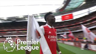 Bukayo Saka slides in Arsenal's second v. Crystal Palace | Premier League | NBC Sports