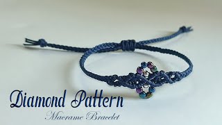 DIY Diamond Pattern Macrame Bracelet | Macrame Bracelet Tutorial