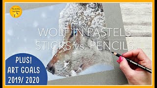 WOLF drawing in PASTEL TUTORIAL: pencils vs sticks | ART GOALS 2020